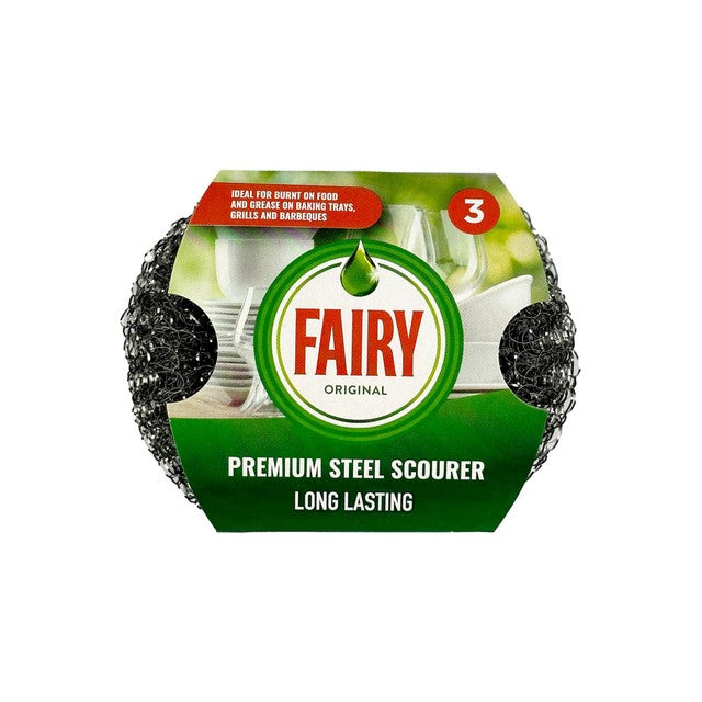 Fairy Original Premium steel wool scourers 3 pack - British product