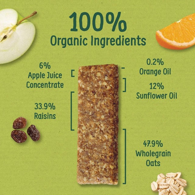 Organix apple and orange soft oaty bars toddler snacks multipack 6 x 23g, imported from the UK
