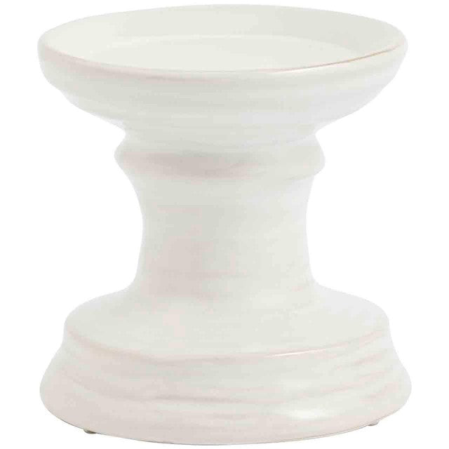 M&S white ceramic pillar candle holder 11cm (British brand)