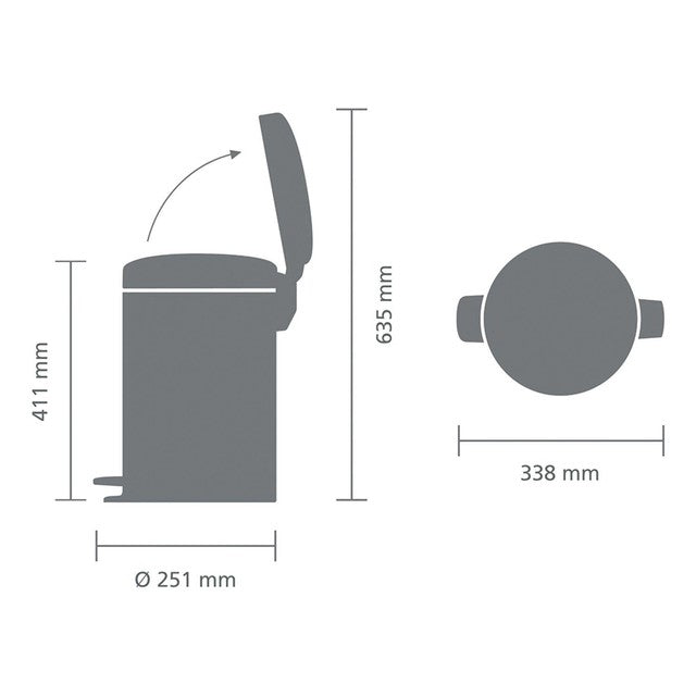 Brabantia white household pedal bin 12L - British product