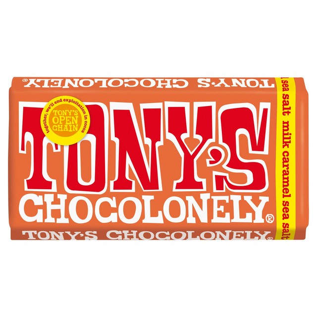Tony's Chocolonely Milk Chocolate Caramel Sea Salt Bar 180g (British brand)