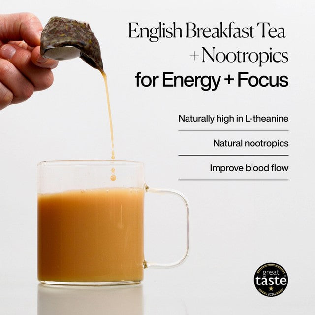 MISSION English Breakfast tea bags with Ginkgo Biloba and Gotu Kola, imported from the UK