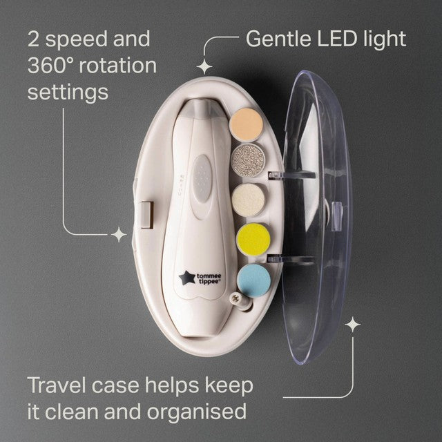 Tommee Tippee Baby Electric Nail Trimmer with six heads (British brand)