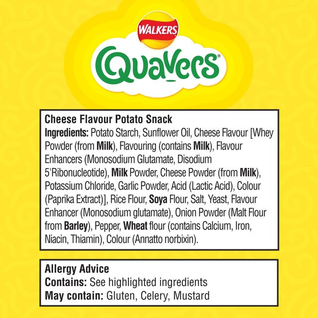 Walkers Quavers Cheese Snack 6 x 16g (British brand)