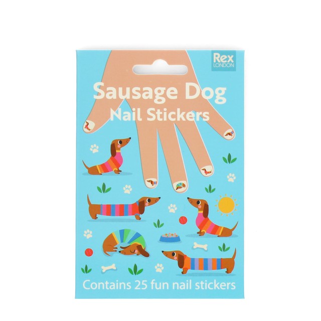 Rex London children's nail stickers Sunny Sausage Dog - British product
