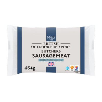 Chair à saucisse de porc de porc élevé en plein air M&S 454g