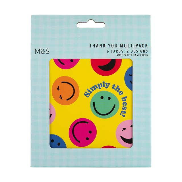 M&S Smile Thank You Card Pack 12x12cm - British product