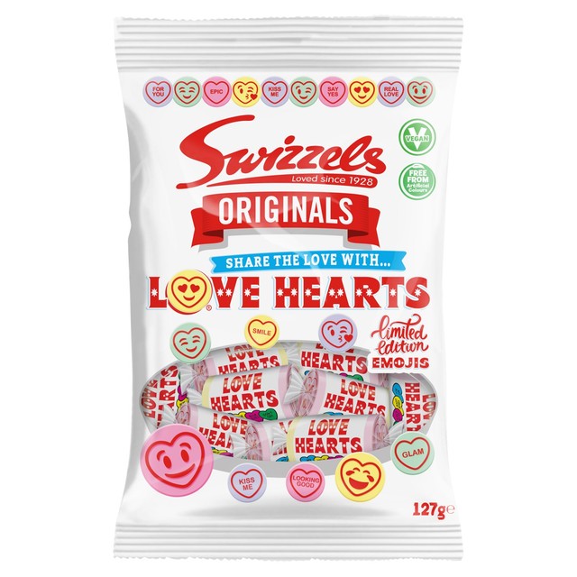 Swizzels Love Hearts fruit flavour fizzy sweets 127g (British brand)