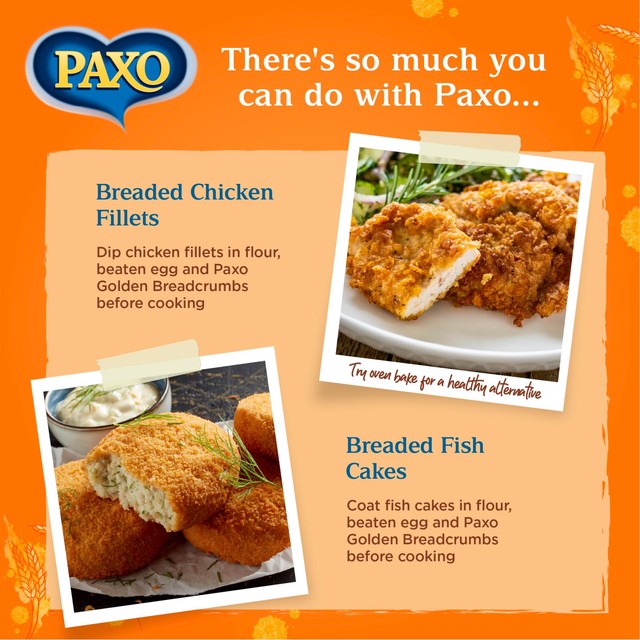 Paxo Golden Breadcrumbs 227g, imported from the UK