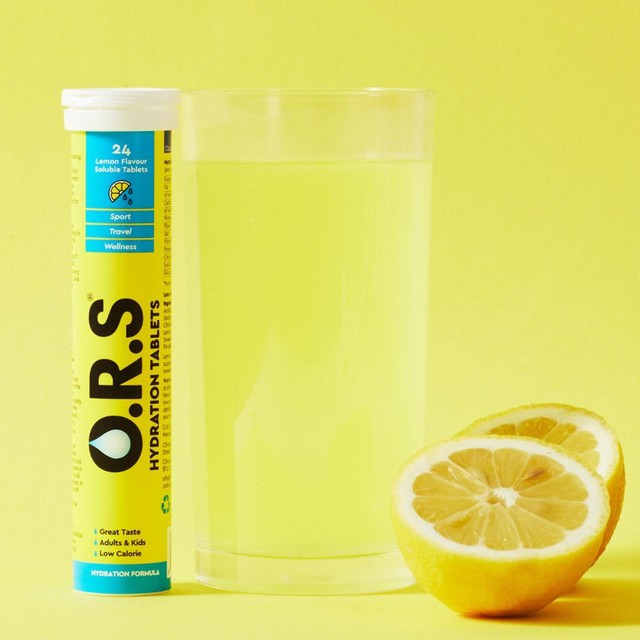 O.R.S lemon electrolyte tablets 24 pack, imported from the UK