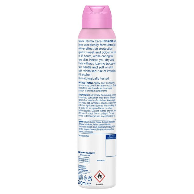 Sanex Derma Care Invisible antiperspirant spray deodorant 200ml (British brand)