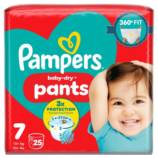 Pampers Baby-Dry nappy pants size 7 (15kg+), imported from the UK