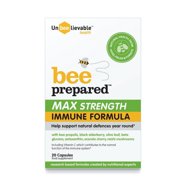 Unbeelievable Health Bee Prepared Max Strength immune formula capsules 20 capsules (British brand)