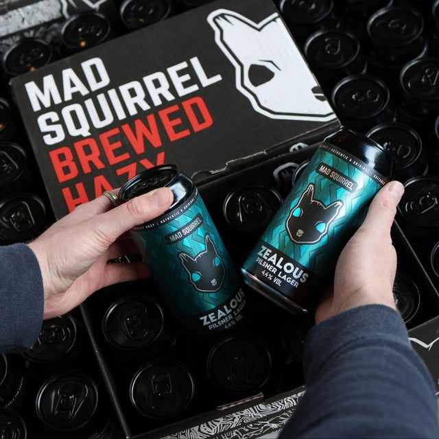 Mad Squirrel Zealous Pilsner 440ml, imported from the UK