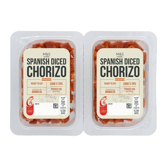 M&S Spanish Diced Chorizo 2 x 65g, imported from the UK