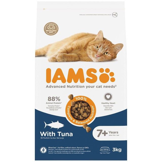 IAMS senior cat food with tuna 3kg, UK version