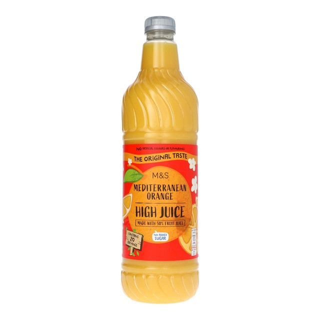 M&S Mediterranean Orange Squash 1L, imported from the UK