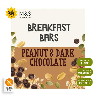 M&S M&S 4 Peanut & Dark Chocolate Gluten Free Breakfast Bars- Buy online at McGrocer