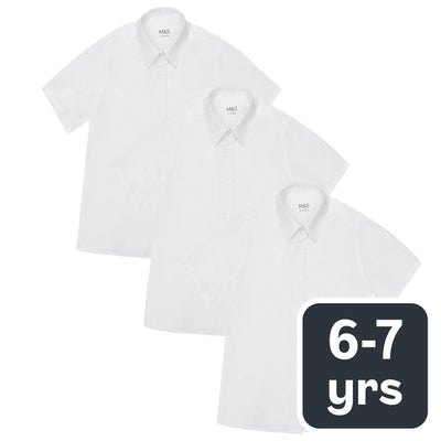 M&S Girls Easy Iron School Blouse White 6-7 Years