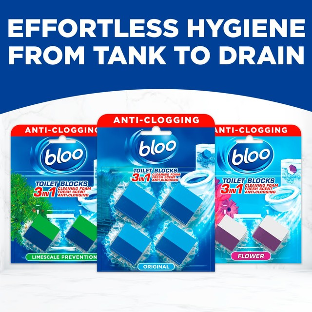 Bloo 3in1 in-cistern toilet blocks blue water ocean scent - British product