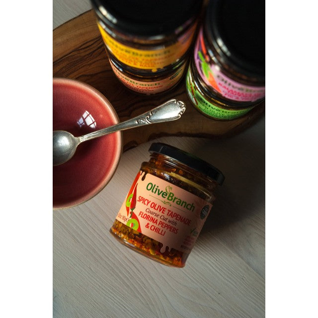 Olive Branch olive tapenade with Florina peppers and chilli 180g, imported from the UK