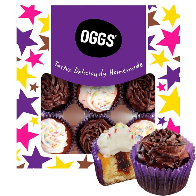 OGGS cupcake selection birthday cake double chocolate 9-pack, imported from the UK