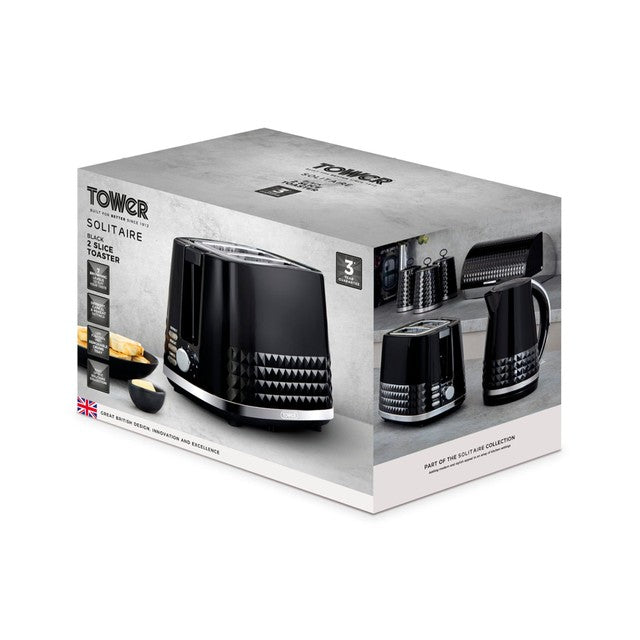 Tower Solitaire 2 slice toaster black - British product