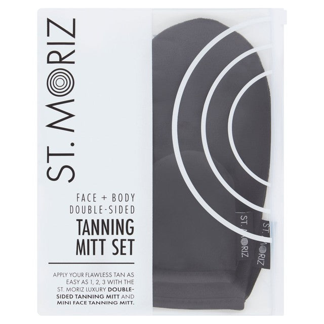 St Moriz luxury double sided tanning mitt and face mitt set (British brand)