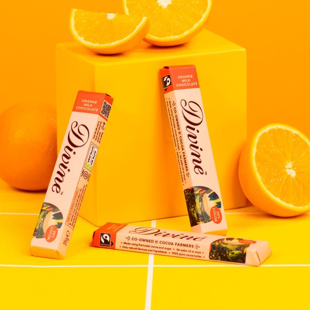 Divine orange milk chocolate bar - British product