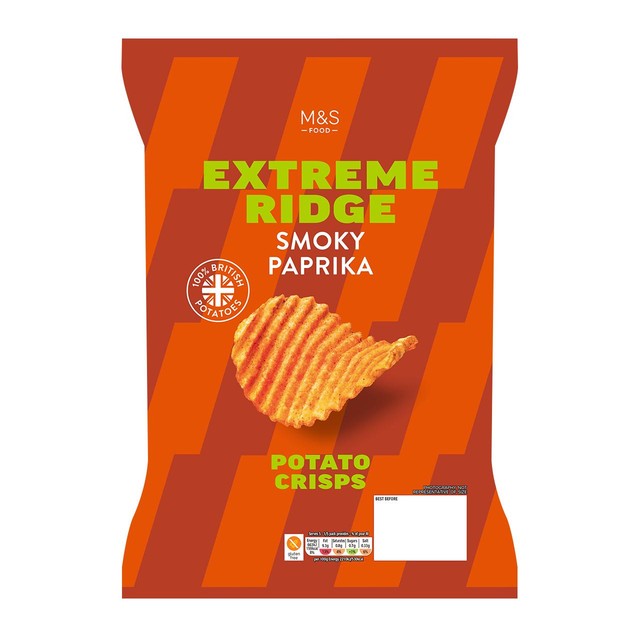 M&S Smoky Paprika Extreme Ridge Cut Crisps 150g (British brand)