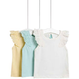 M&S frill sleeve tops multi 6-9 months, imported from the UK