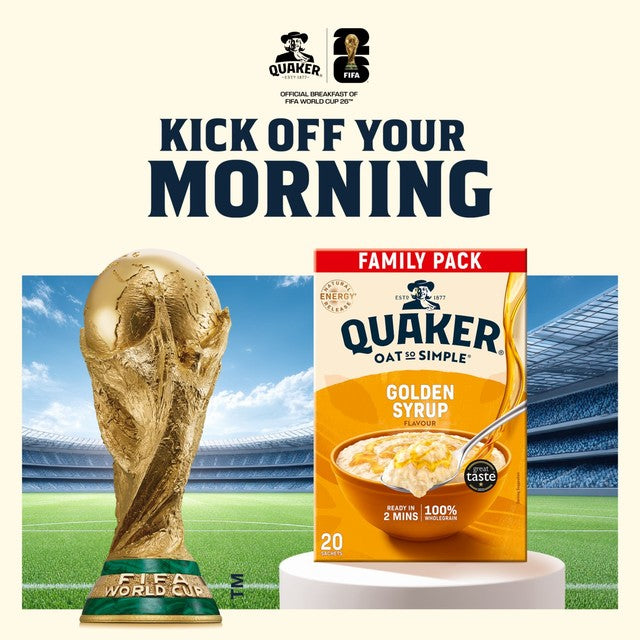 Quaker golden syrup porridge sachets family pack 20 sachets, imported from the UK