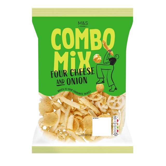 M&S Four Cheese and Onion shaped potato snacks 150g, imported from the UK
