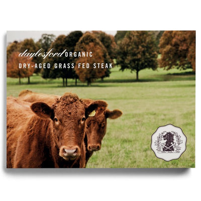DAYLESFORD ORGANIC 35 Tage am Knochen gereiftes Bio-Rinder-Sirloin-Steak aus britischer Herkunft 454g