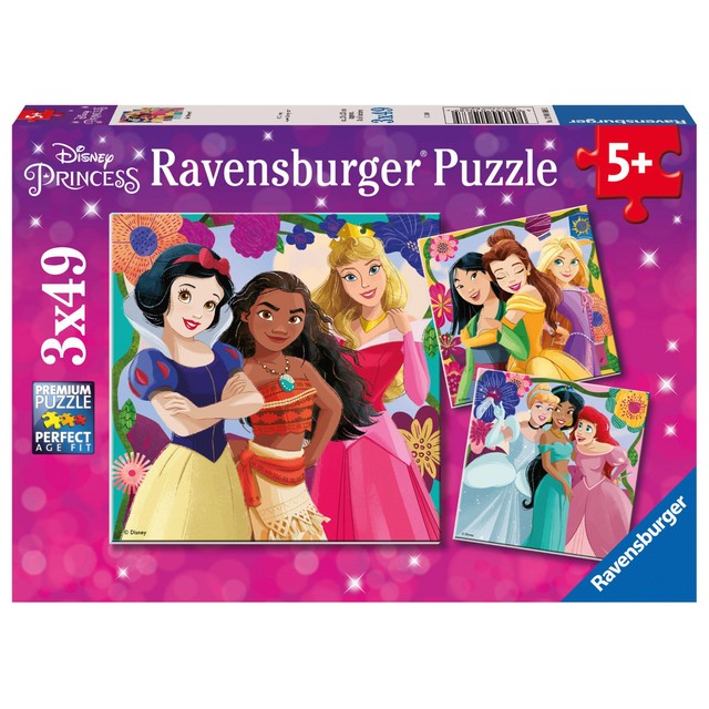 Ravensburger Disney Princess 3x 49 piece jigsaw puzzles, imported from the UK