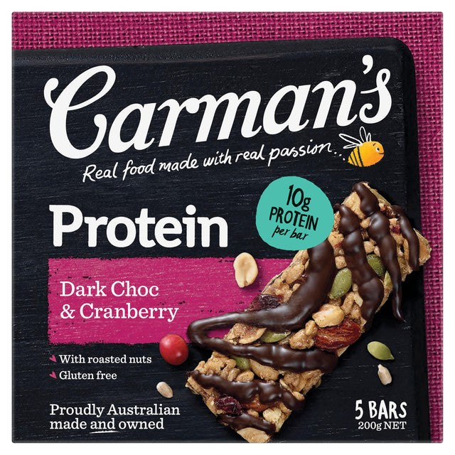 Carmans Dark Choc Cranberry Protein Bar 5 x 40g - British product