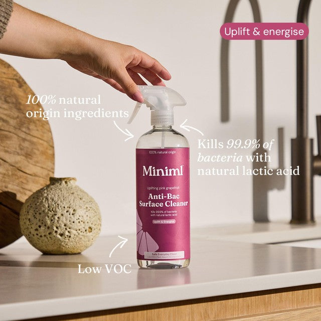Miniml Pink Grapefruit Anti-Bac Surface Cleaner 750ml, imported from the UK