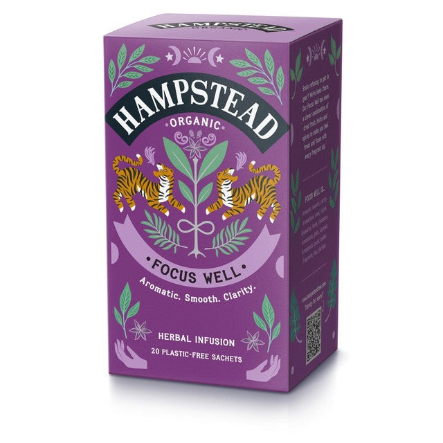Hampstead Tea Focus Well herbal tea bags 20's, UK version