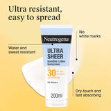 Neutrogena Ultra Sheer body sunscreen lotion SPF30, imported from the UK