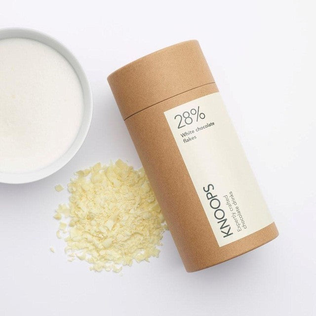 KNOOPS 28% white hot chocolate flakes 250g, UK version