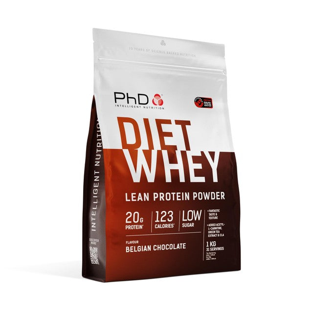PhD Nutrition Belgian Chocolate diet whey powder 1kg, imported from the UK