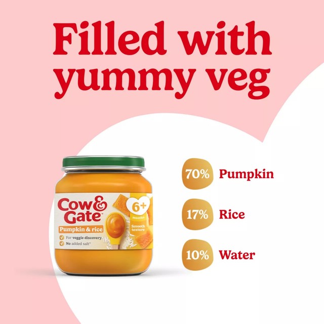 Cow & Gate pumpkin rice baby food jar 125g (British brand)