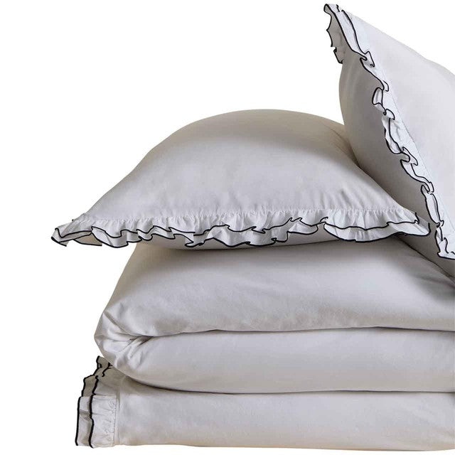 M&S pure cotton double ruffle bedding set king size black, imported from the UK