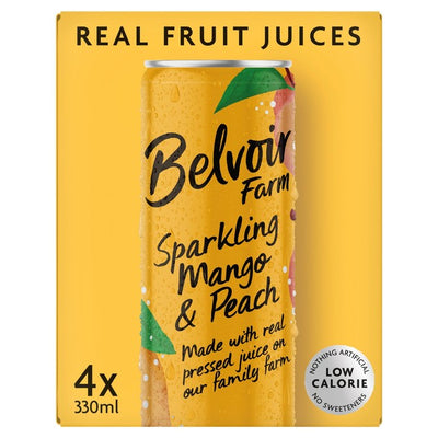 M&S Belvoir Farm Sparkling Mango & Peach Drink 4 x 330ml- Buy online at McGrocer