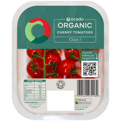 Tomates cerises bio Ocado sur vigne, frais, 200 g