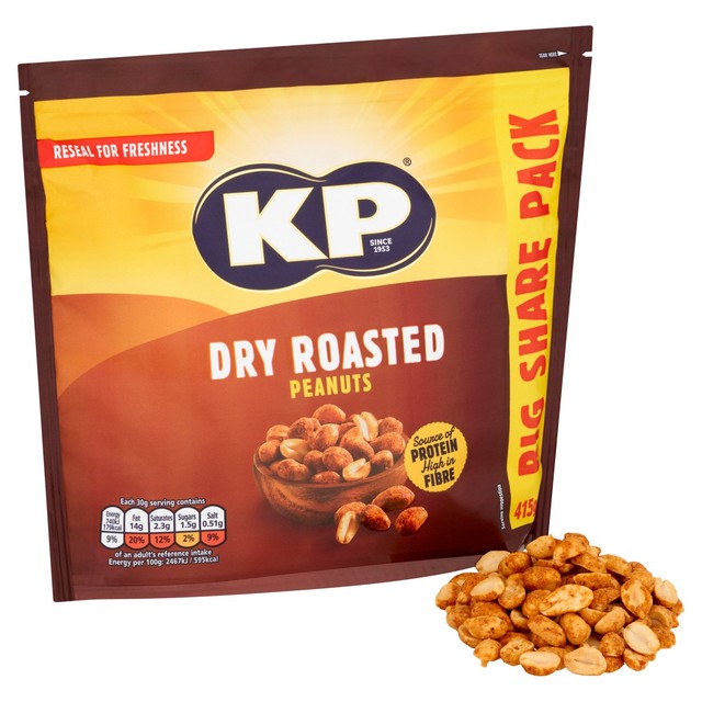 KP dry roasted peanuts 415g, UK version