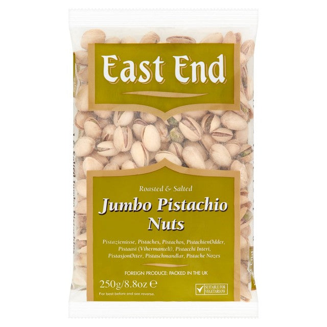 East End jumbo salted pistachio nuts 250g - British product