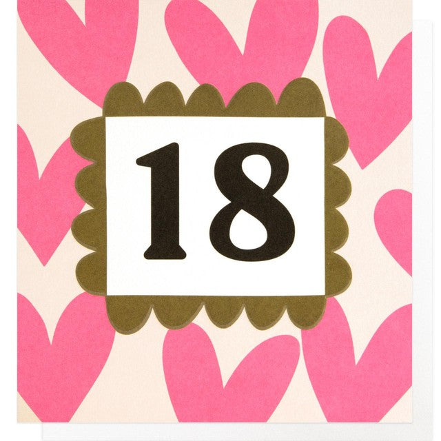 Caroline Gardner pink hearts 18th birthday card 146x140mm - British product