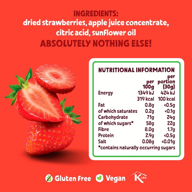 BEAR dried strawberry fruit snack 90g - British product