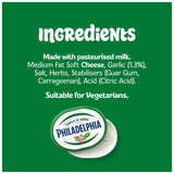 Philadelphia garlic and herbs soft cream cheese 165g, imported from the UK